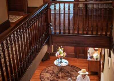 Elegant wooden staircase.